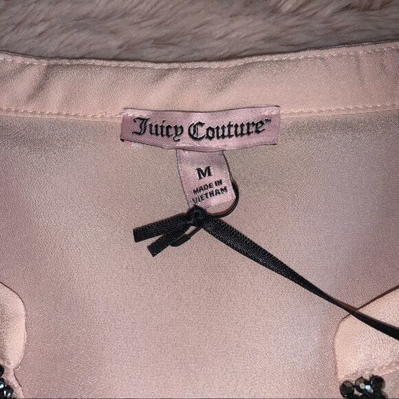NWT Juicy Couture Light Pink Peachy Embellished Long Sleeve Career Blouse Med - Picture 9 of 16